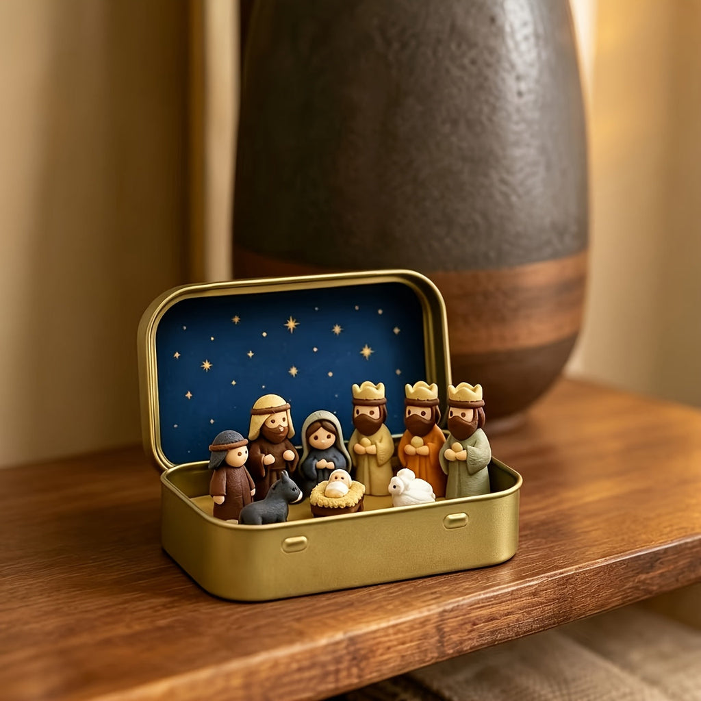 Trendbay Handcrafted Mini Christmas Nativity Scene Set