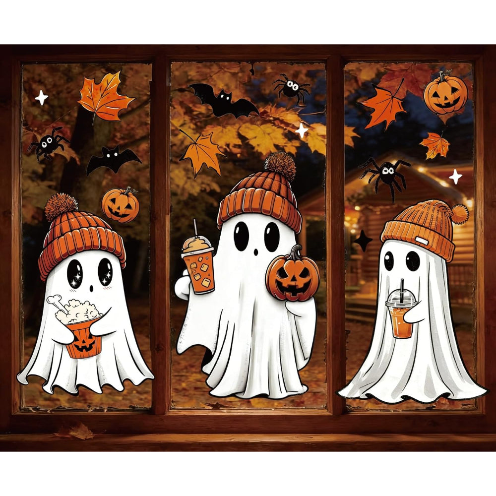 Trendbay 3-Piece Autumn Halloween Window Stickers of Cute Ghost