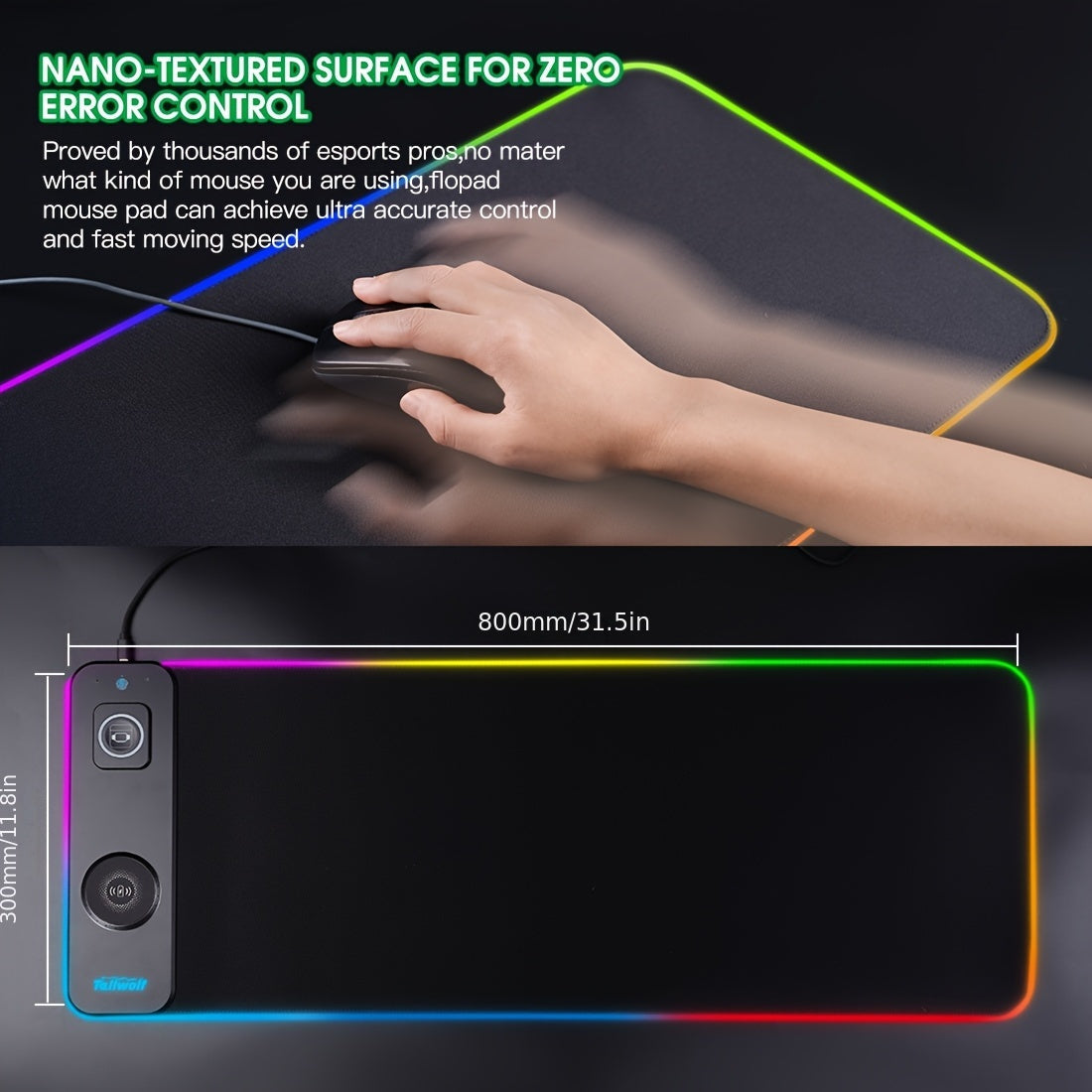Trendbay 3-in-1 Magnetic Wireless Charging Mouse Pad RGB Desk Mat