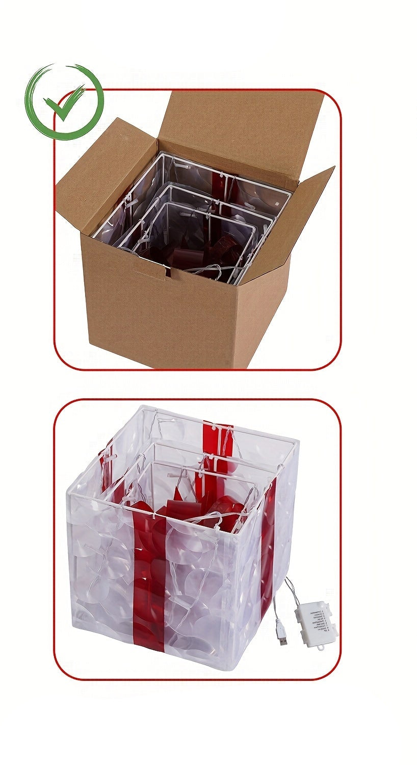 Trendbay 3pcs Christmas Gift Box Lights Transparent Decorative Boxes