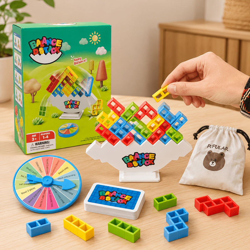 Trendbay 73pcs Balance Tower Stacking Colorful Plastic Tabletop Game