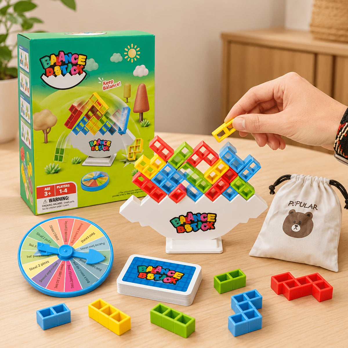 Trendbay 73pcs Balance Tower Stacking Colorful Plastic Tabletop Game