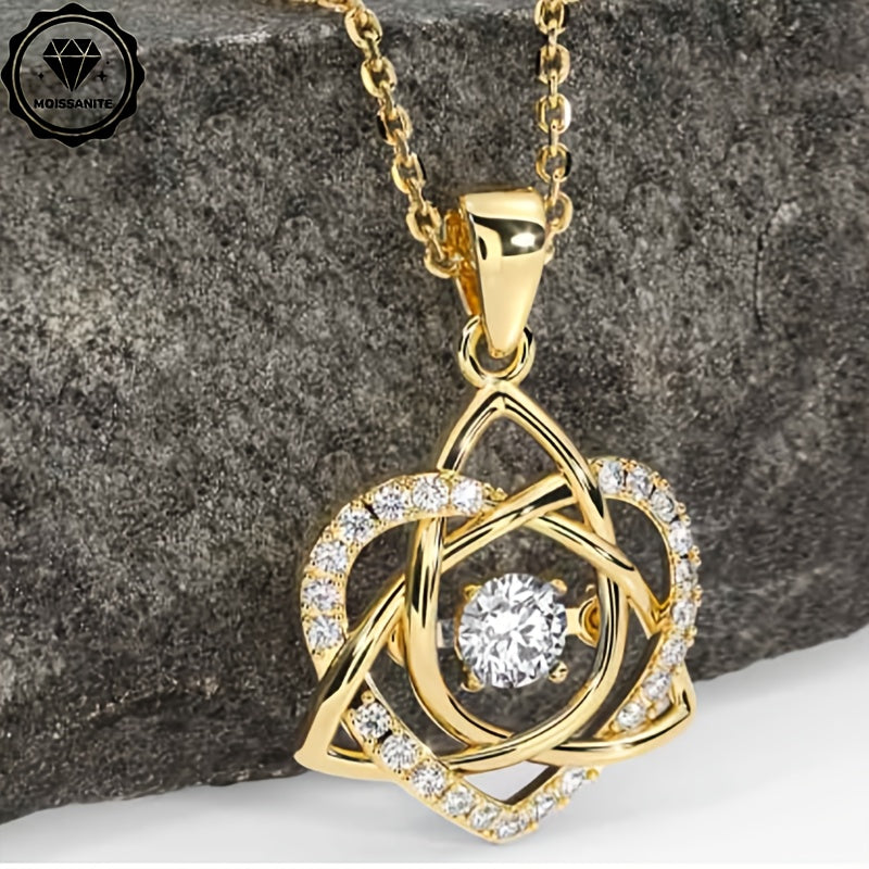 Trendbay 1 Carat Moissanite Heart Necklace – 925 Sterling Silver Celtic Knot Pendant