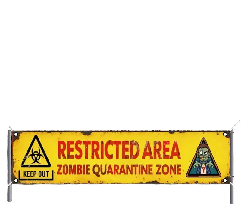 Trendbay 105×360CM Halloween Zombie Quarantine Zone 2D Banner