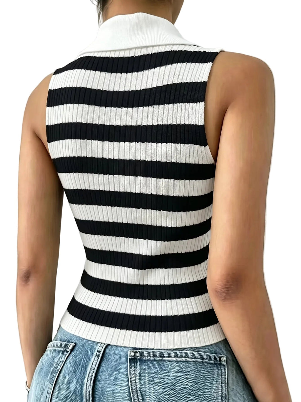 Trendbay Women's Striped Polo Knit Top