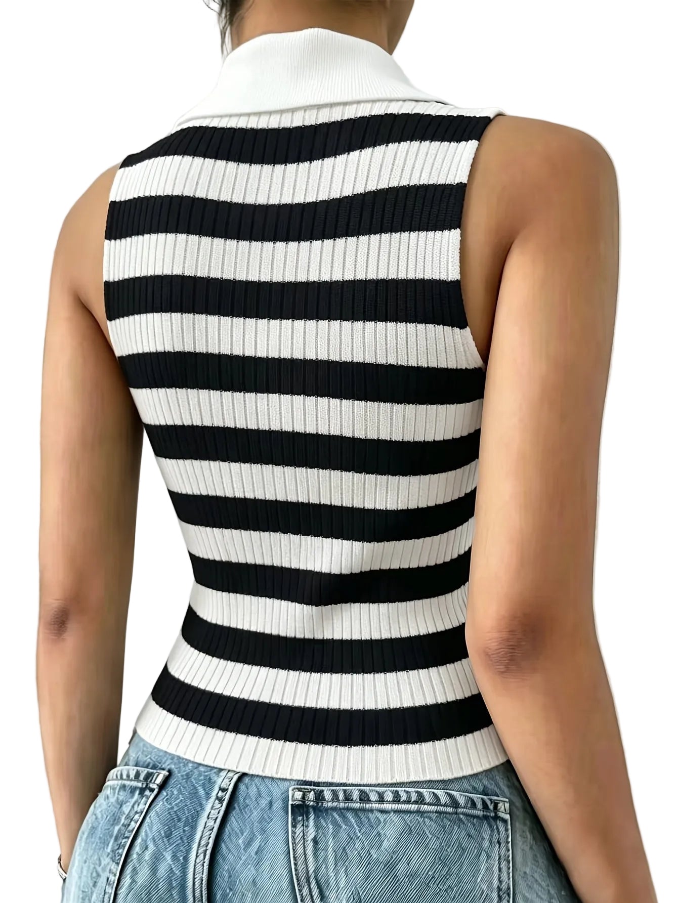Trendbay Women's Striped Polo Knit Top