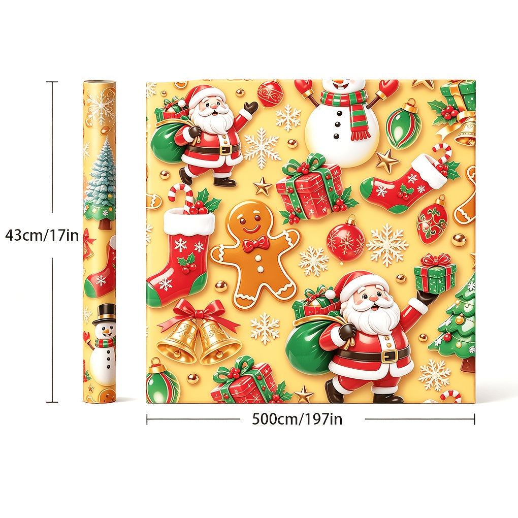 Trendbay Golden Glossy Christmas Wrapping Paper Roll