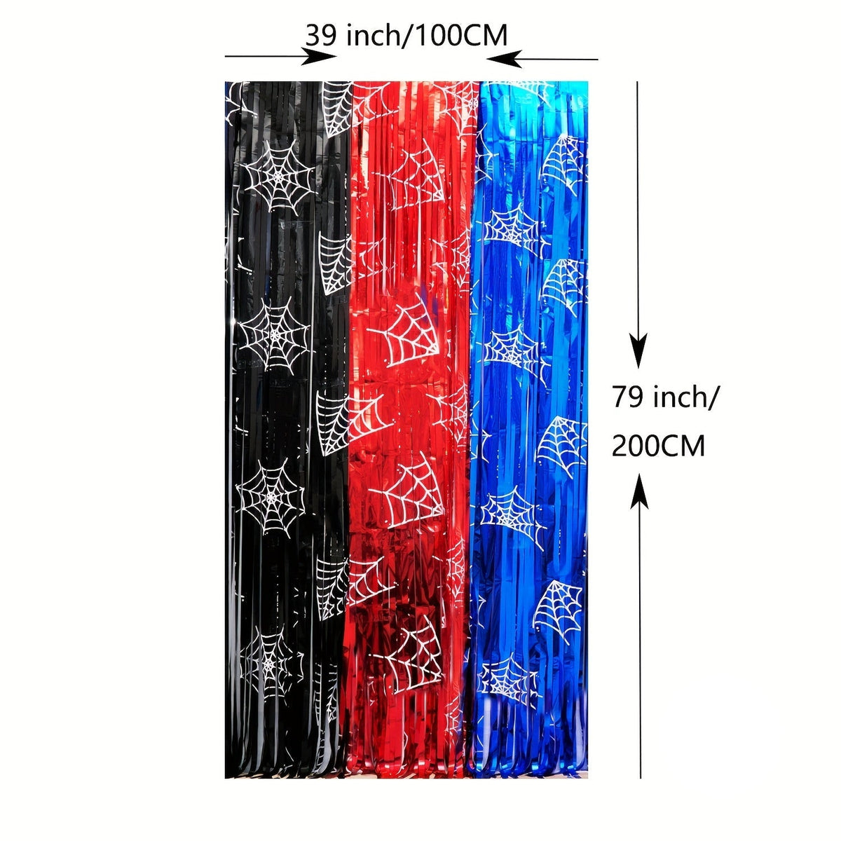 Trendbay Spider Web Foil Fringe Backdrop – Red, Black & Blue