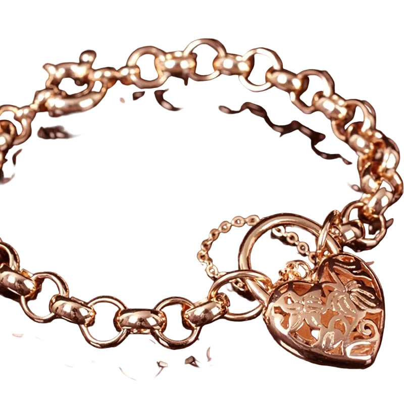 Trendbay Gold-Plated Belcher Link Heart Locket Bracelet for Women