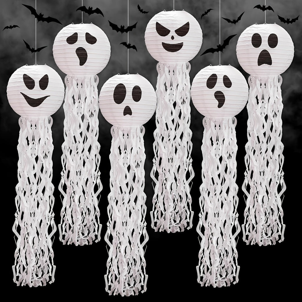 Trendbay 6pcs Halloween Paper Lanterns 78×20CM White Spooky