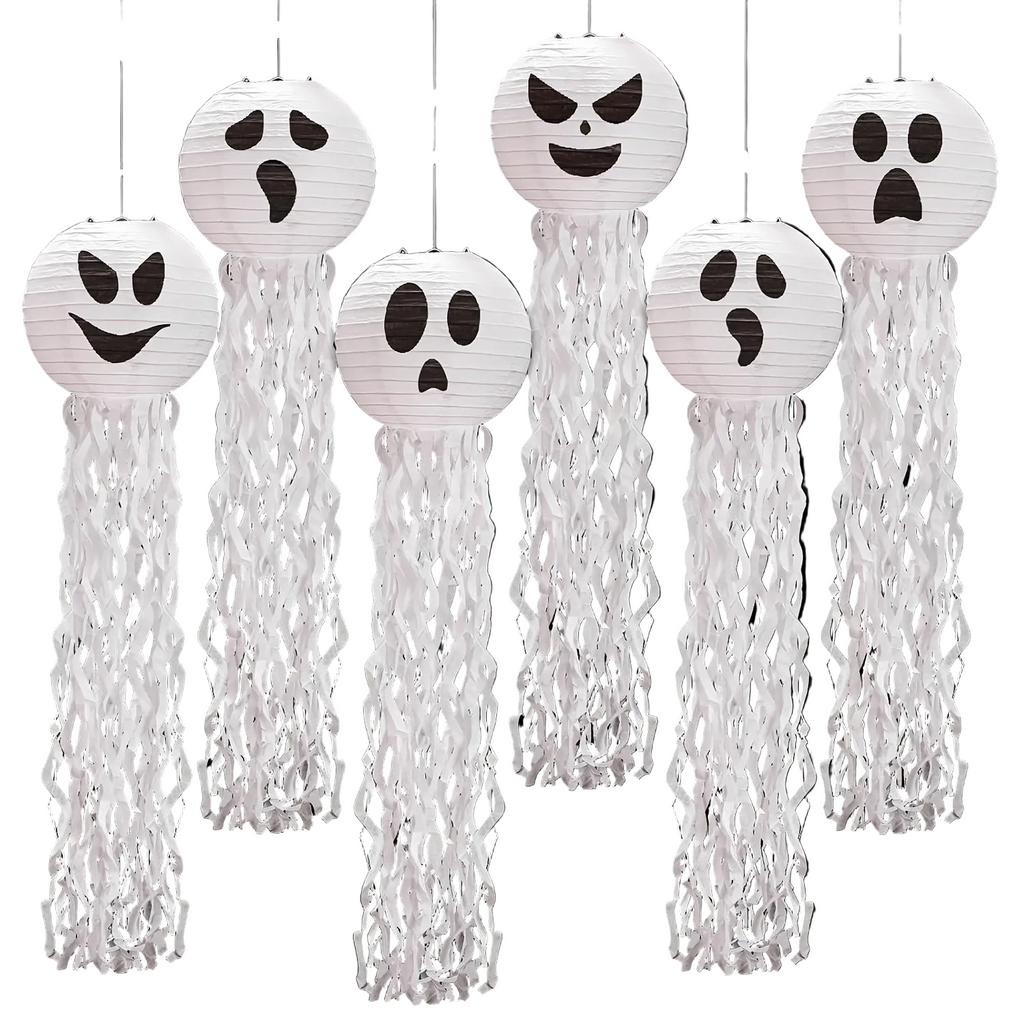 Trendbay 6pcs Halloween Paper Lanterns 78×20CM White Spooky