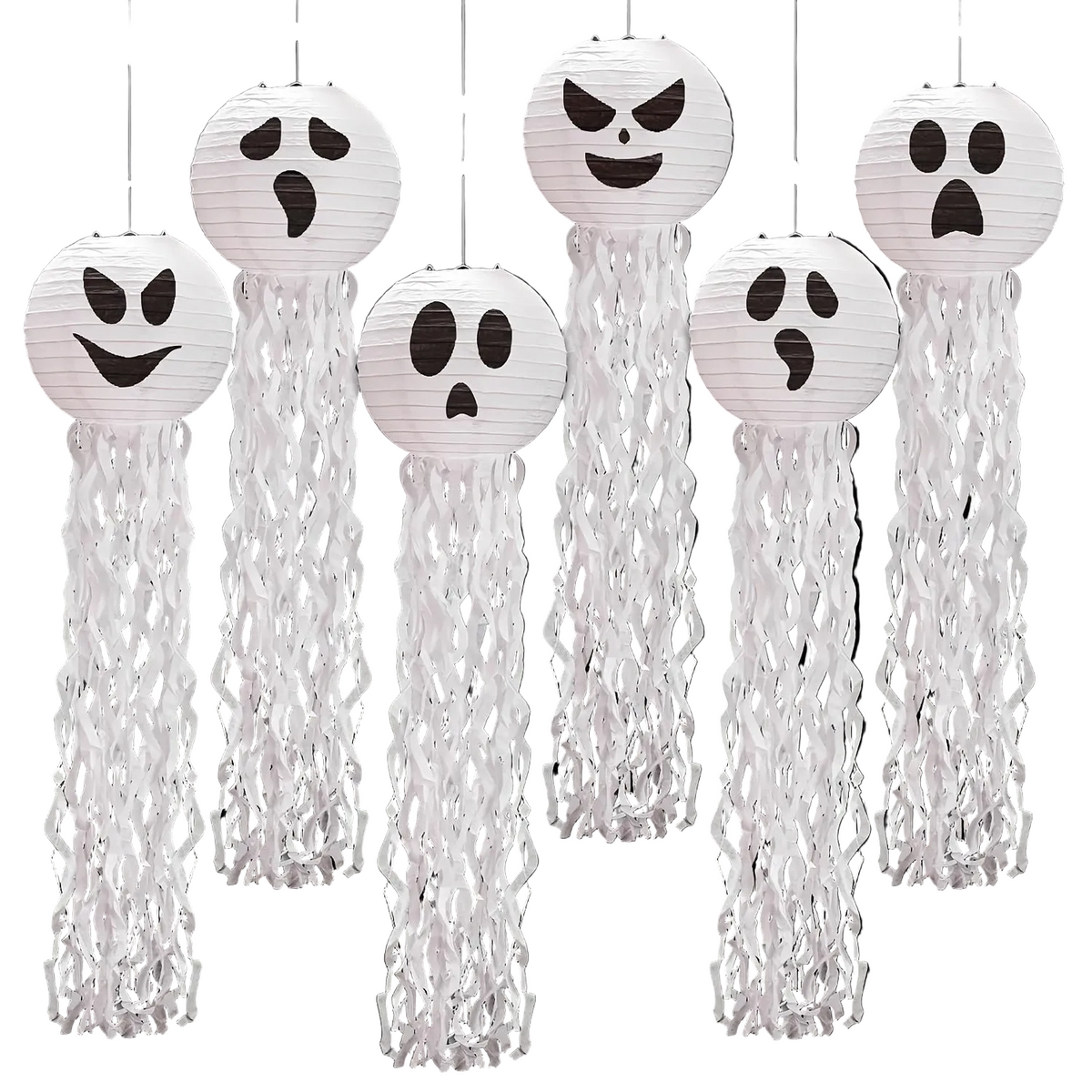 Trendbay 6pcs Halloween Paper Lanterns 78×20CM White Spooky