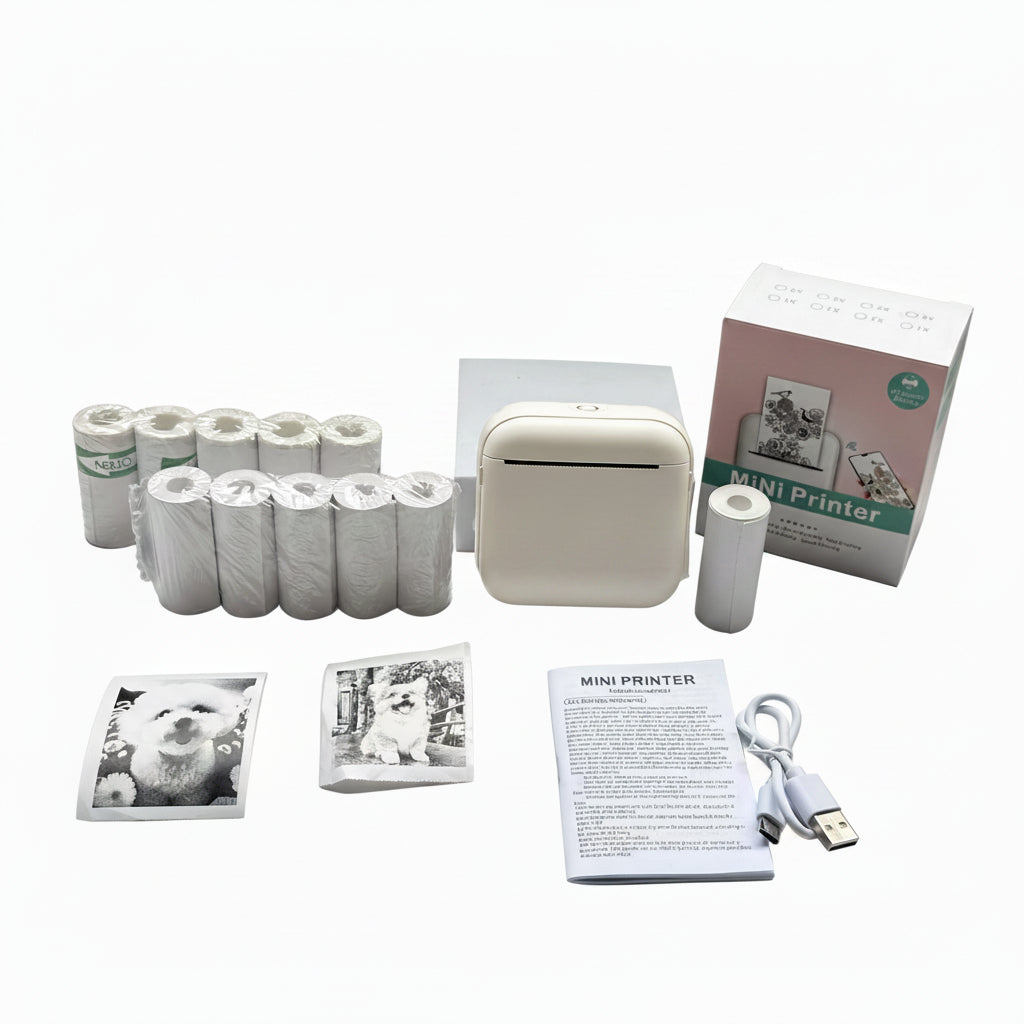 Trendbay Portable Thermal Printer – Instant Photo & Label Printer with 10 Rolls Paper