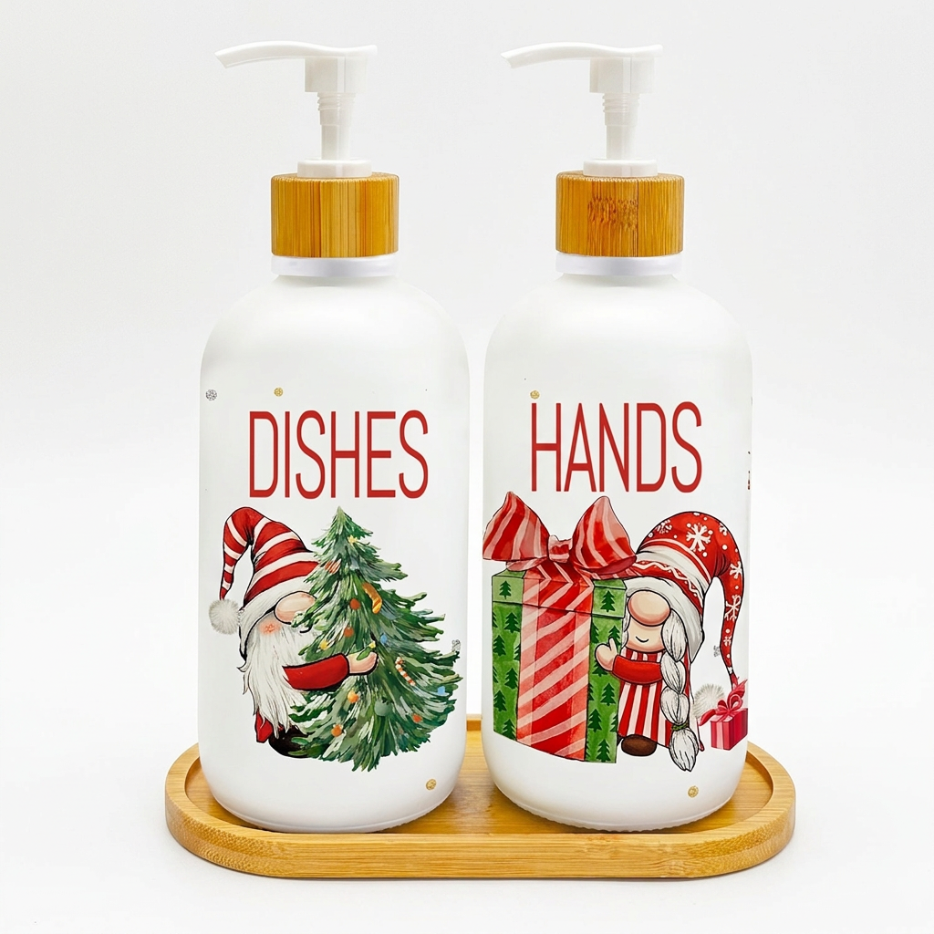 Trendbay Christmas Gnome Soap Dispenser Set with 1 Tray