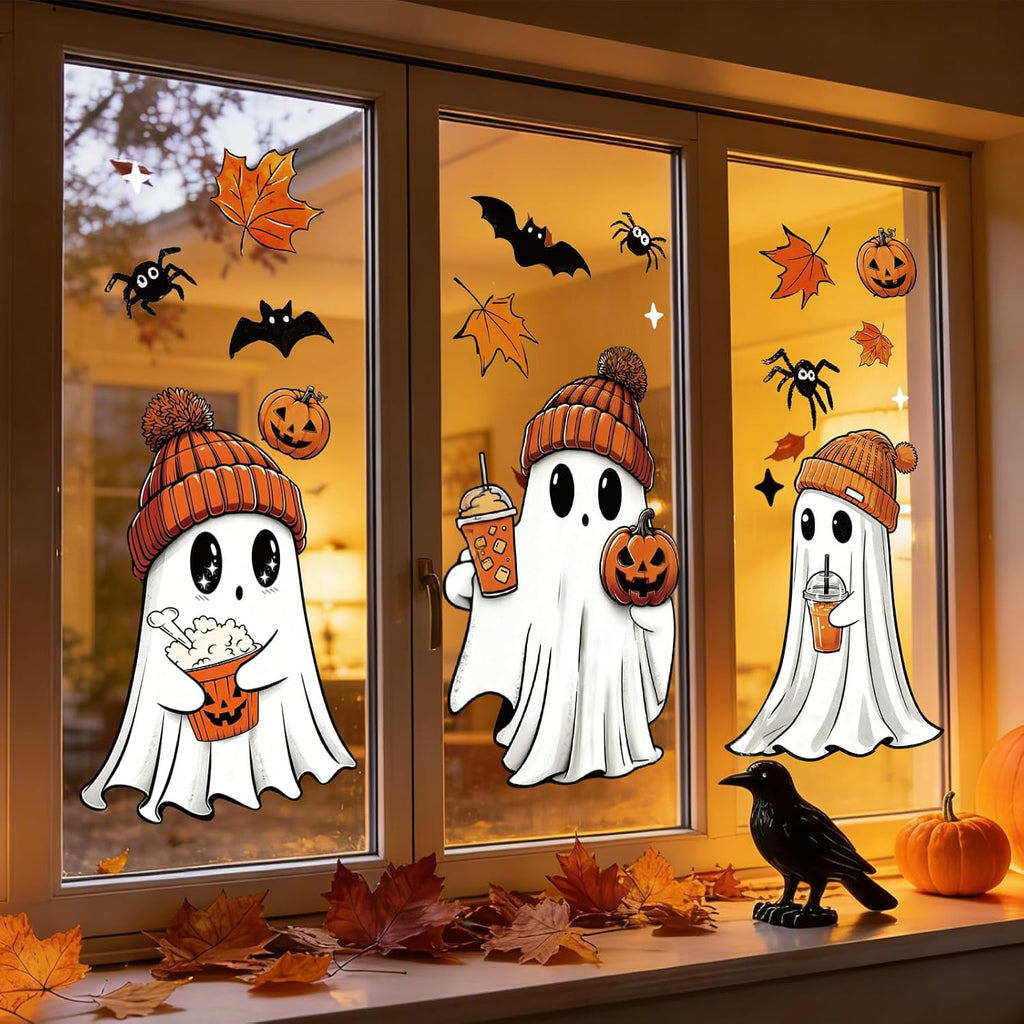 Trendbay 3-Piece Autumn Halloween Window Stickers of Cute Ghost