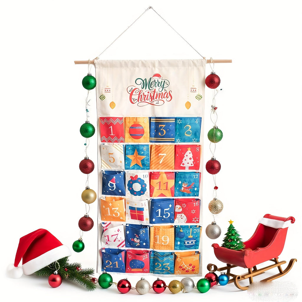 Trendbay Reusable Hanging Christmas Advent Calendar with 24 Large Pockets