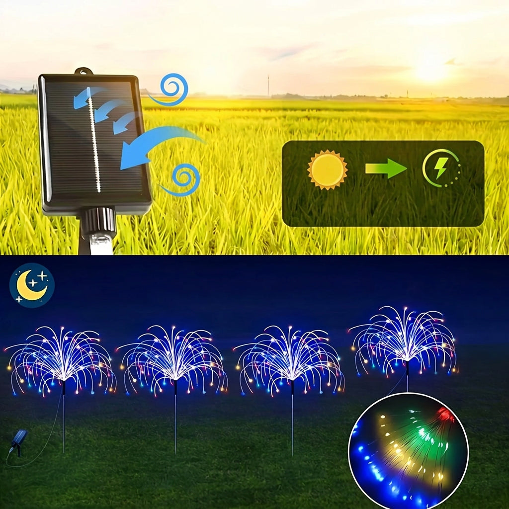 Trendbay 4Pack Solar Firework String Lights 360 Colorful LEDs