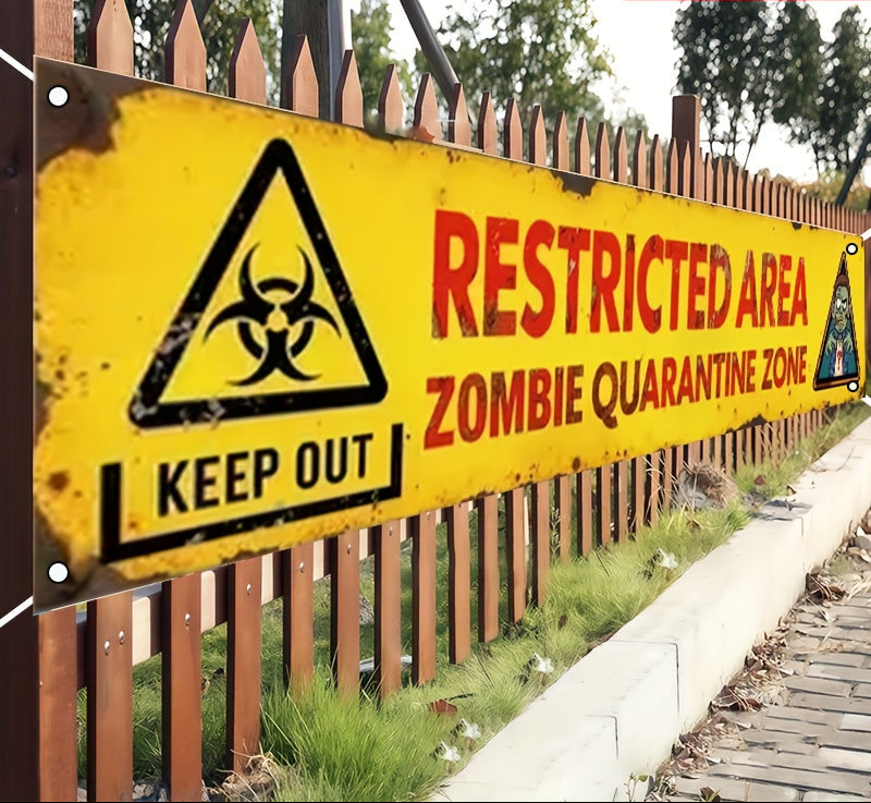 Trendbay 105×360CM Halloween Zombie Quarantine Zone 2D Banner