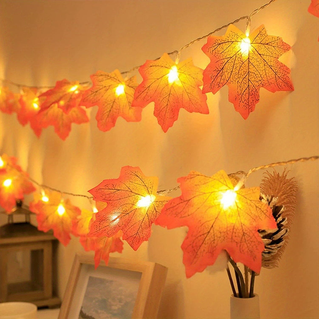 Trendbay 3M Red Maple Leaf String Lights – 20 LED Warm Glow Battery-Operated
