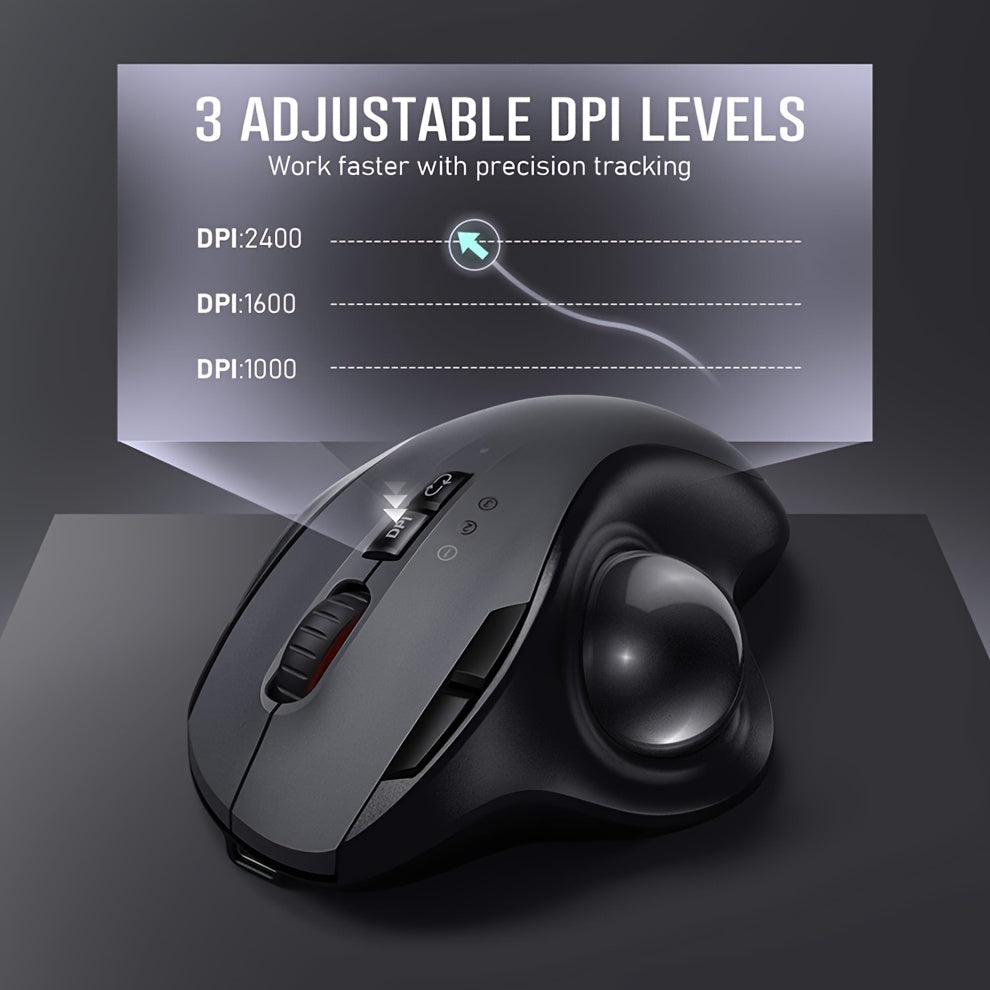 Trendbay Ergonomic Wireless Trackball Mouse (3-Device Connection)