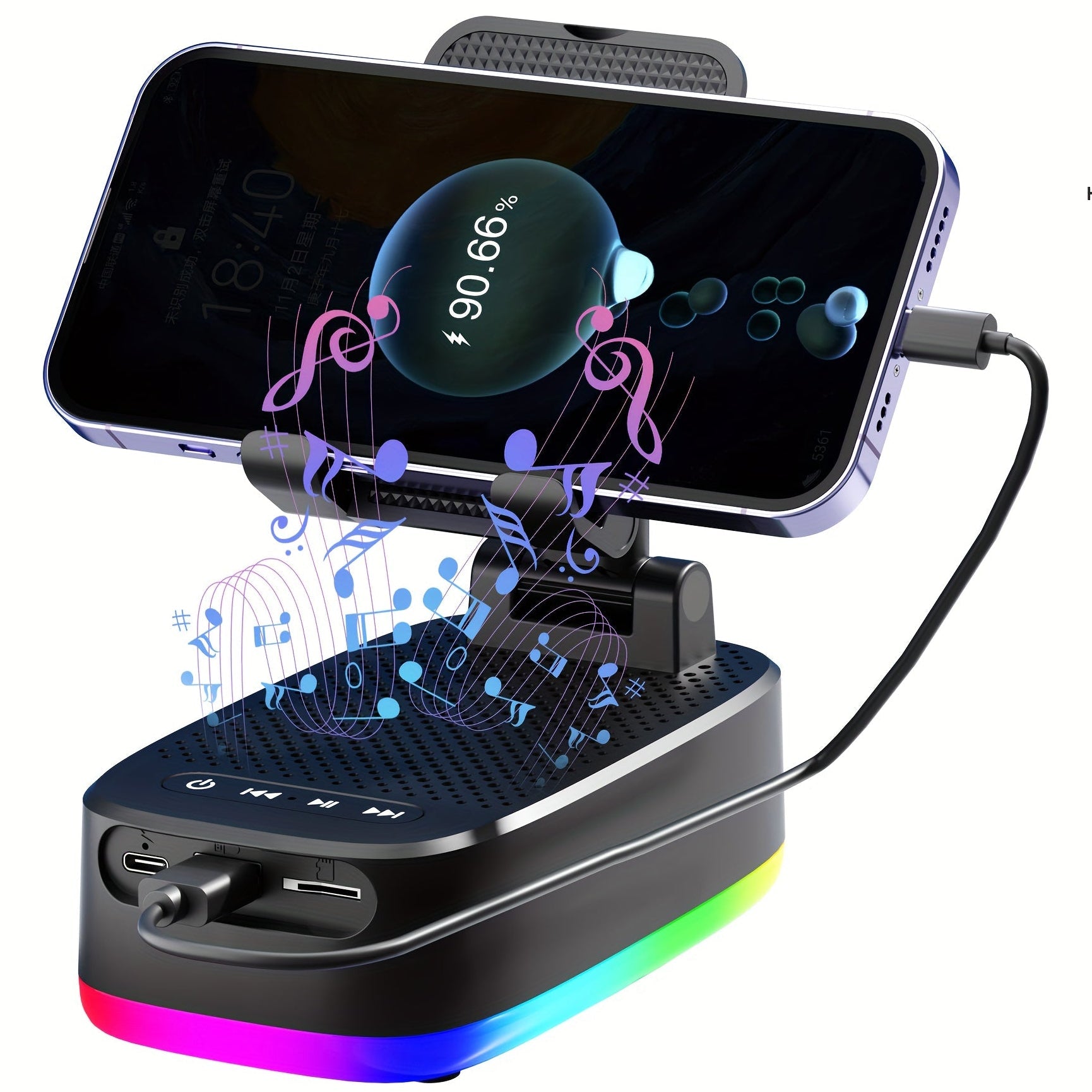 Trendbay 6W Wireless Bluetooth Speaker with Phone Holder – RGB Lights & Power Bank