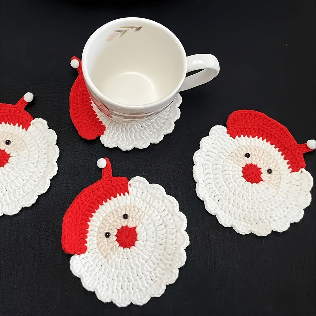 Trendbay 6-Piece Handmade Crochet Santa Claus Coaster Set