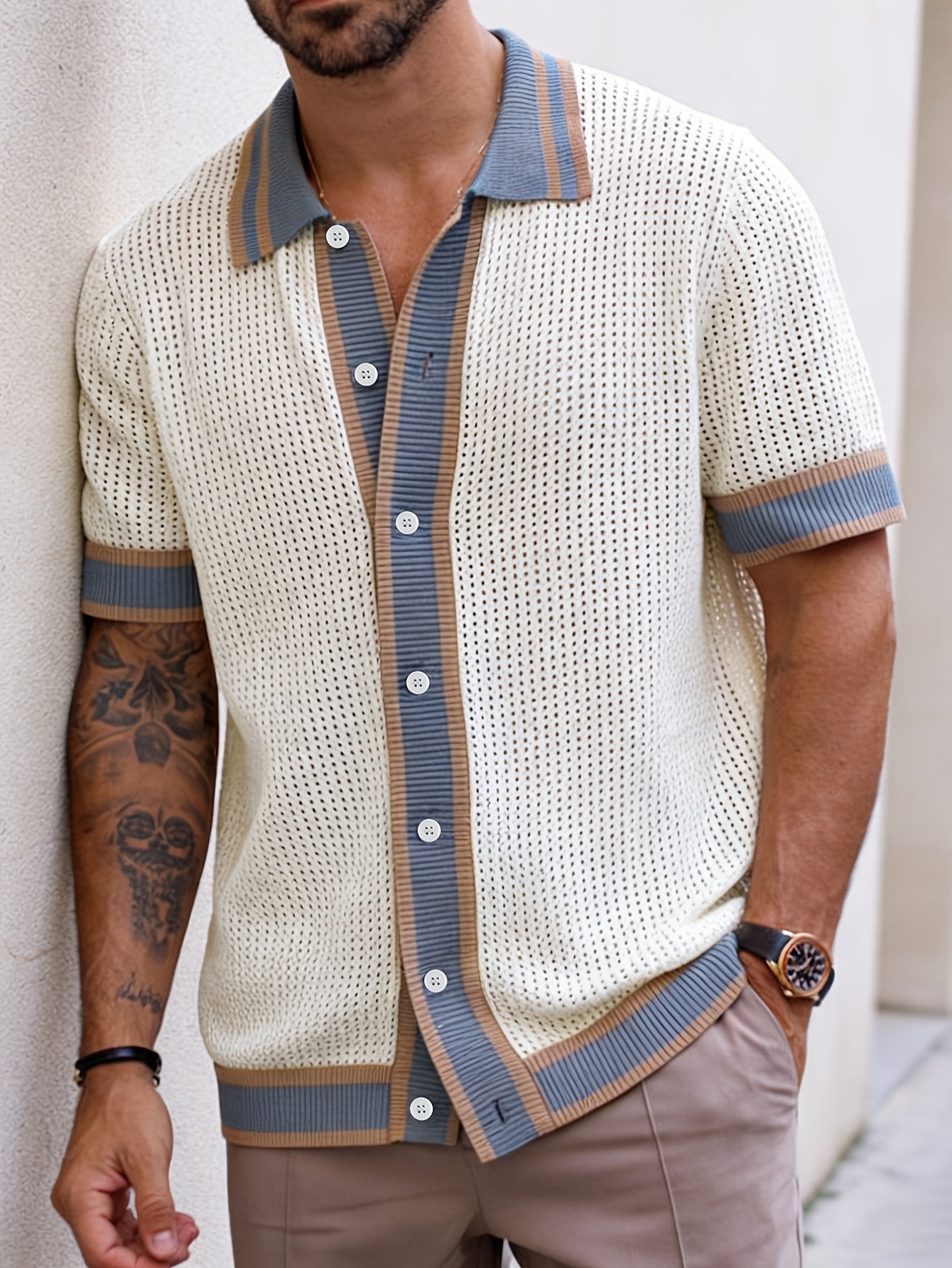 Trendbay Men's Knit Polo Cardigan