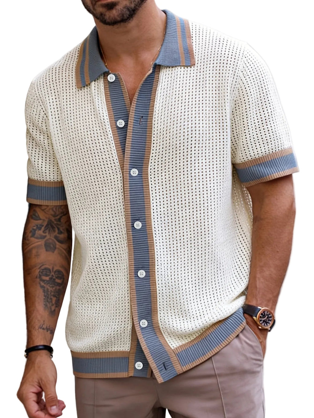 Trendbay Men's Knit Polo Cardigan