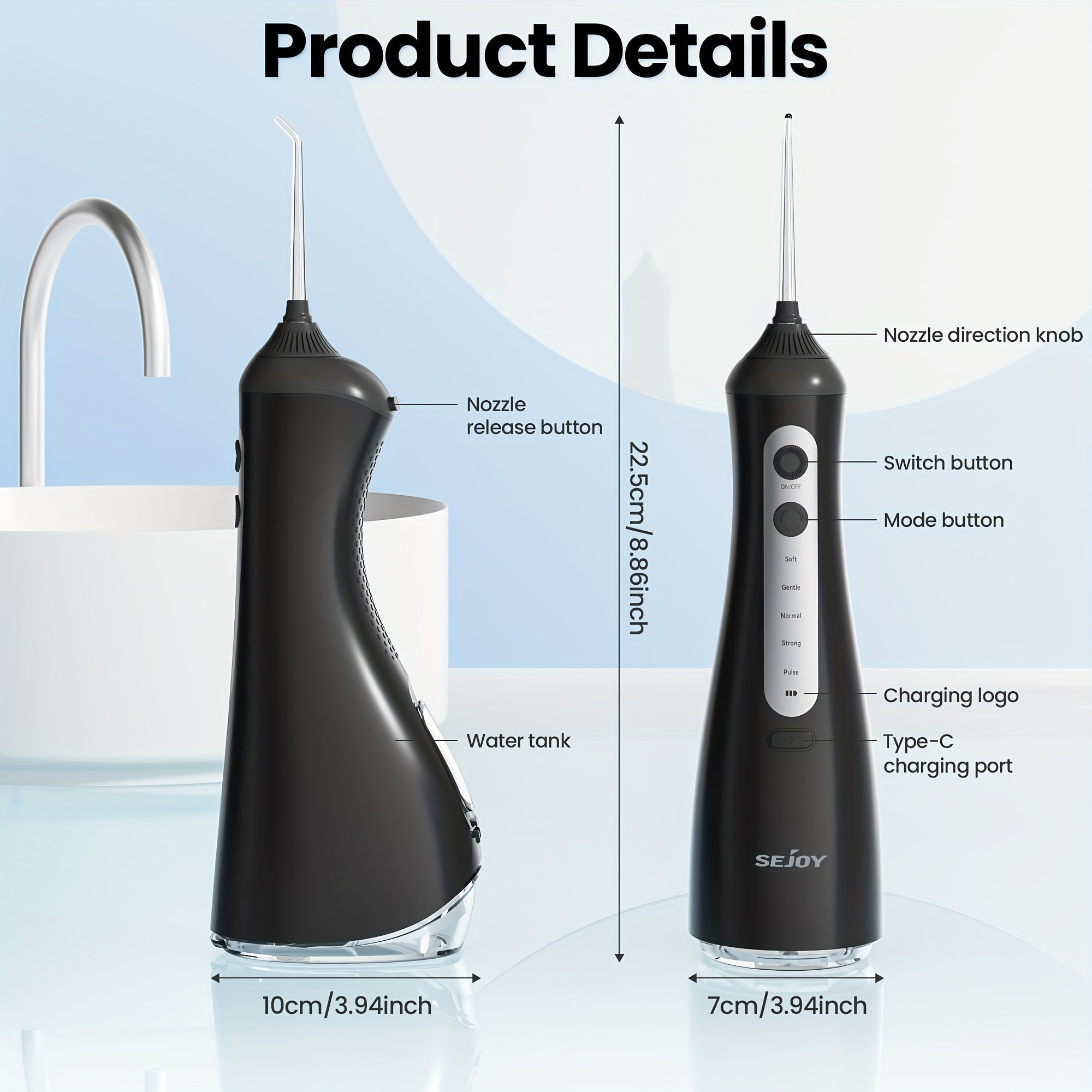 Trendbay Water Flosser – Cordless Oral Irrigator with 5 Modes, 350ML Tank, Rechargeable Teeth Cleaner for Home & Travel