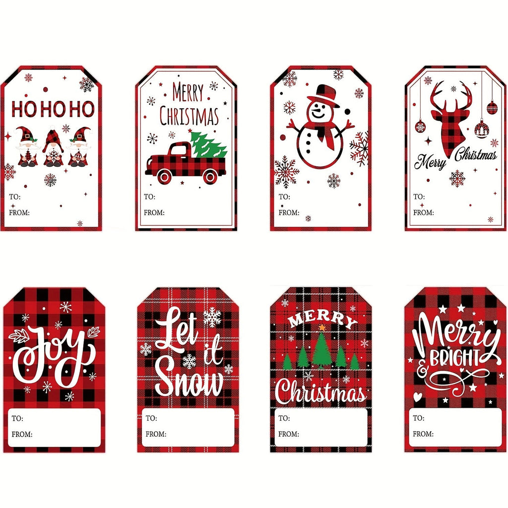 Trendbay Christmas Gift Tags 20pcs Red Plaid Paper Labels