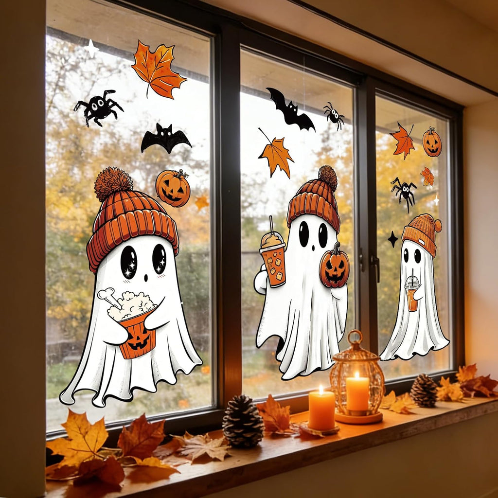Trendbay 3-Piece Autumn Halloween Window Stickers of Cute Ghost
