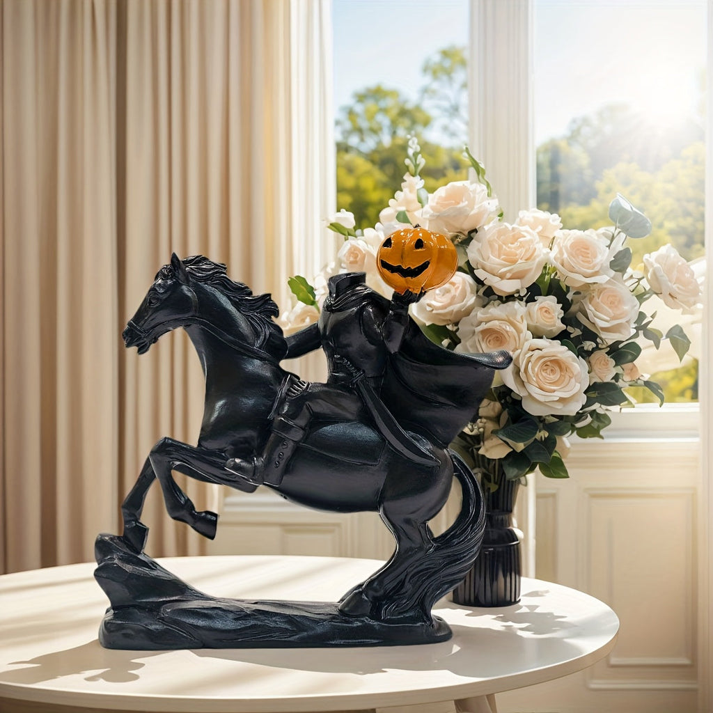 Trendbay Black Resin Headless Knight Holding Pumpkin Ornament