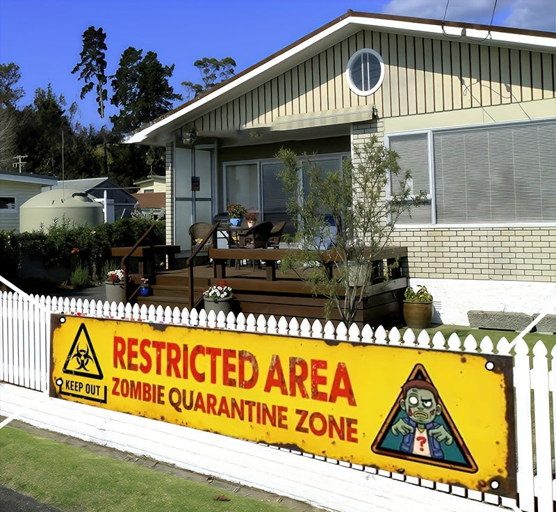Trendbay 105×360CM Halloween Zombie Quarantine Zone 2D Banner