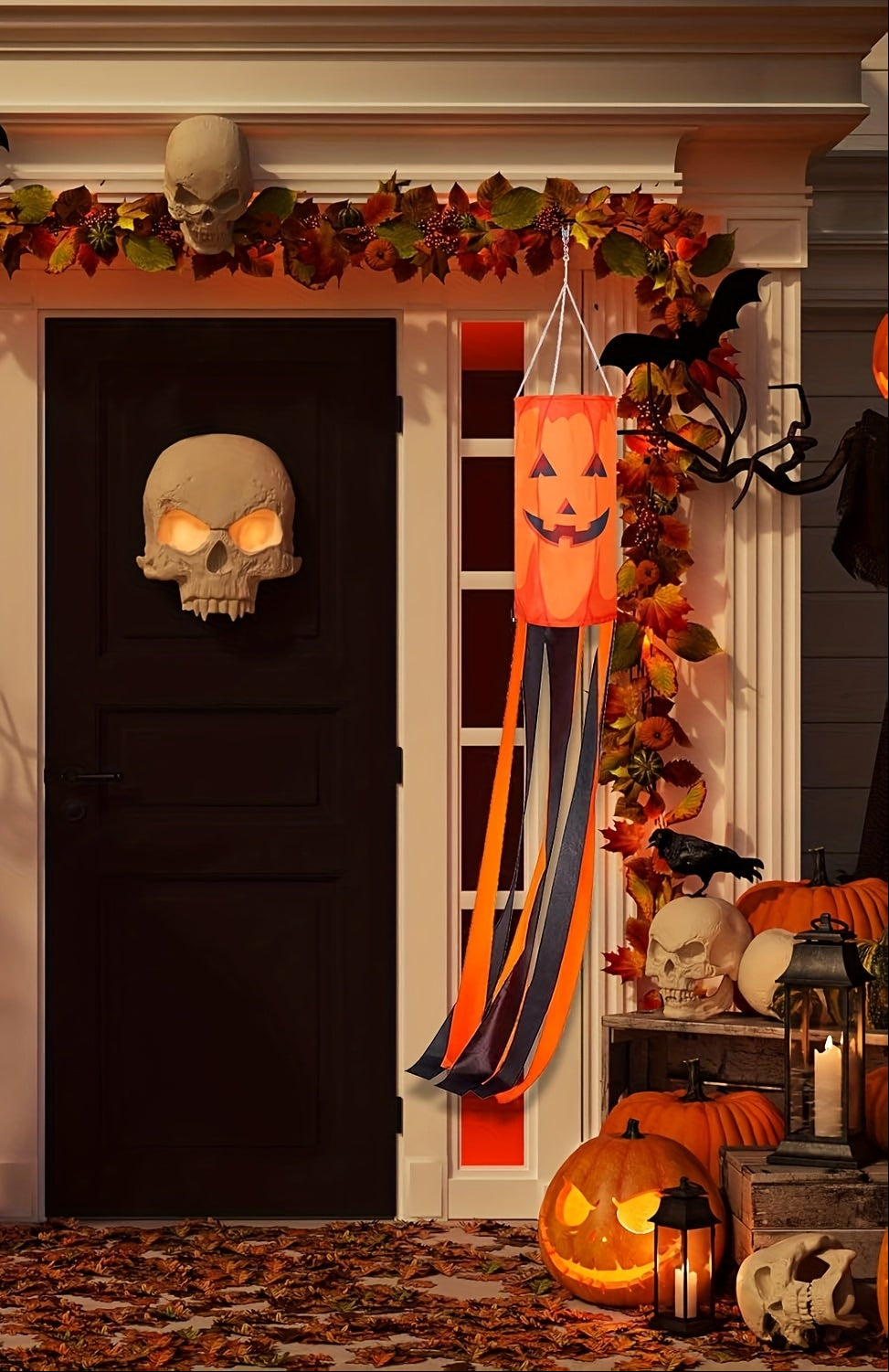 Trendbay 1Pcs 100×10CM Halloween Windsock Orange Polyester Weathervane