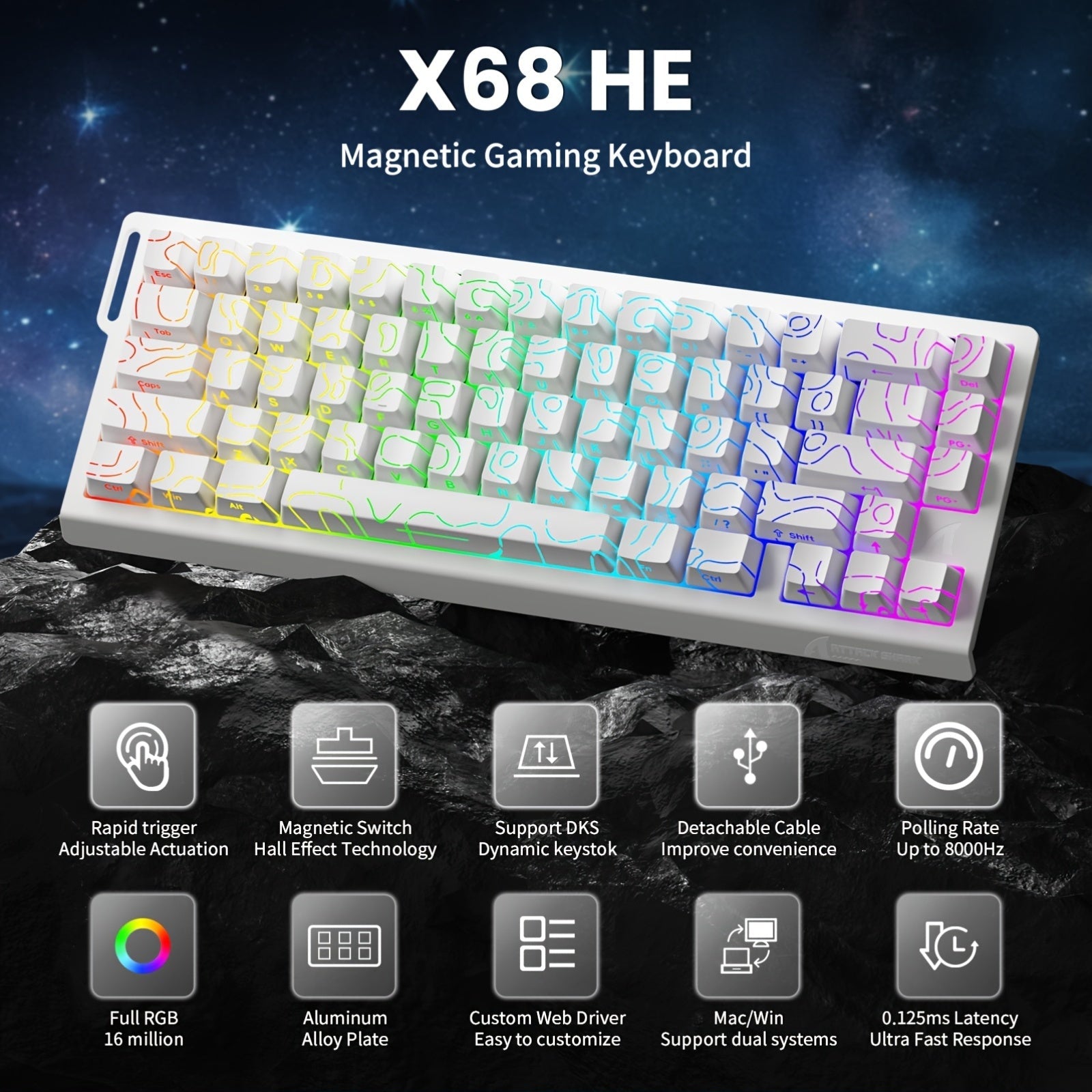 Trendbay 60% Magnetic Gaming Keyboard 8KHz Rapid Trigger Wired