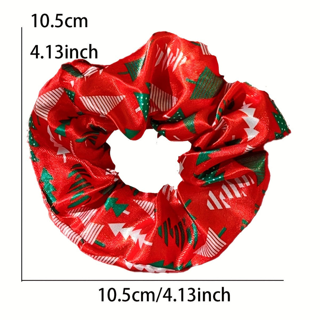 Trendbay 14pcs Christmas Print Satin Scrunchie Set Multicolor