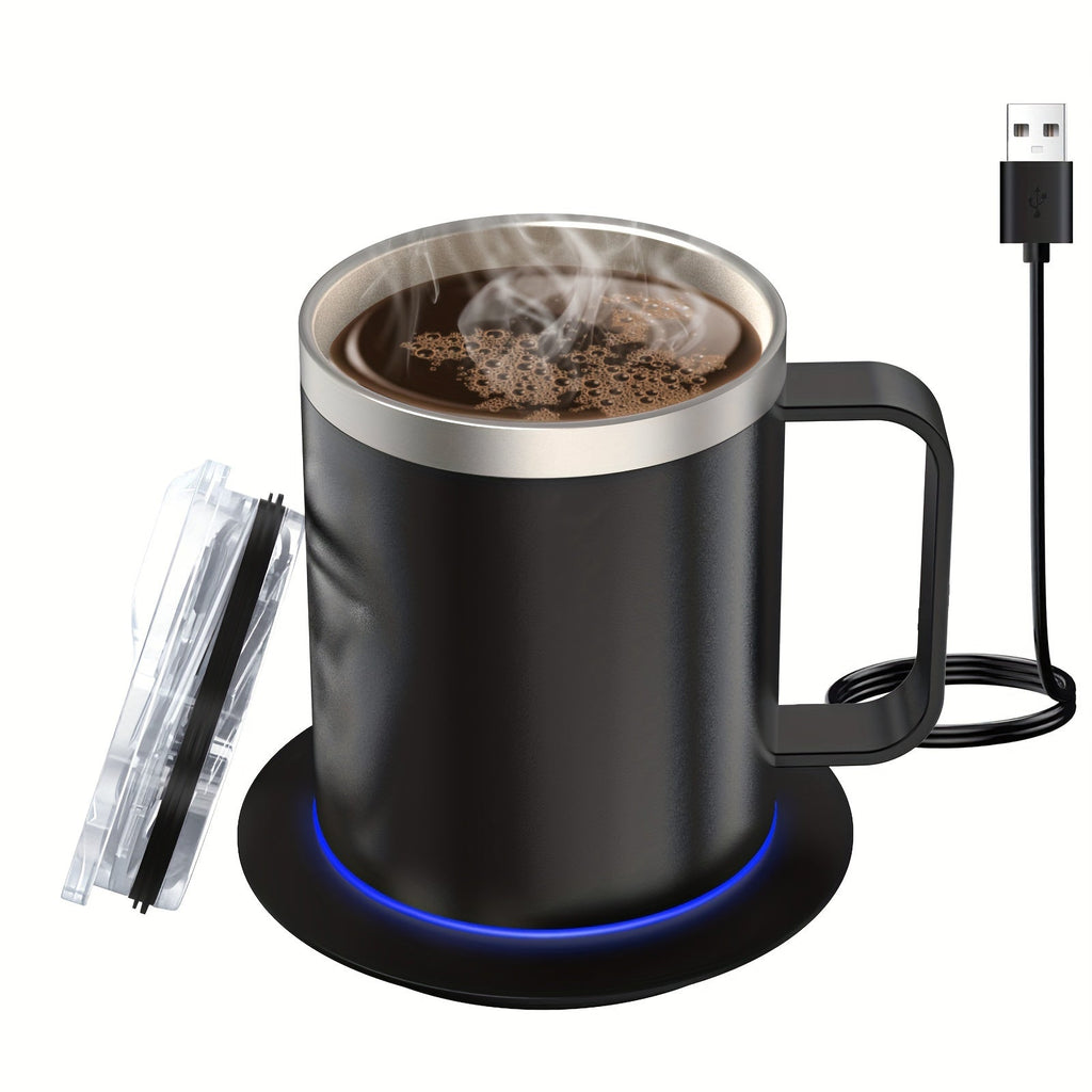 Trendbay Coffee Mug Warmer Set – Stainless Steel Heated Mug with Smart Base (131°F)