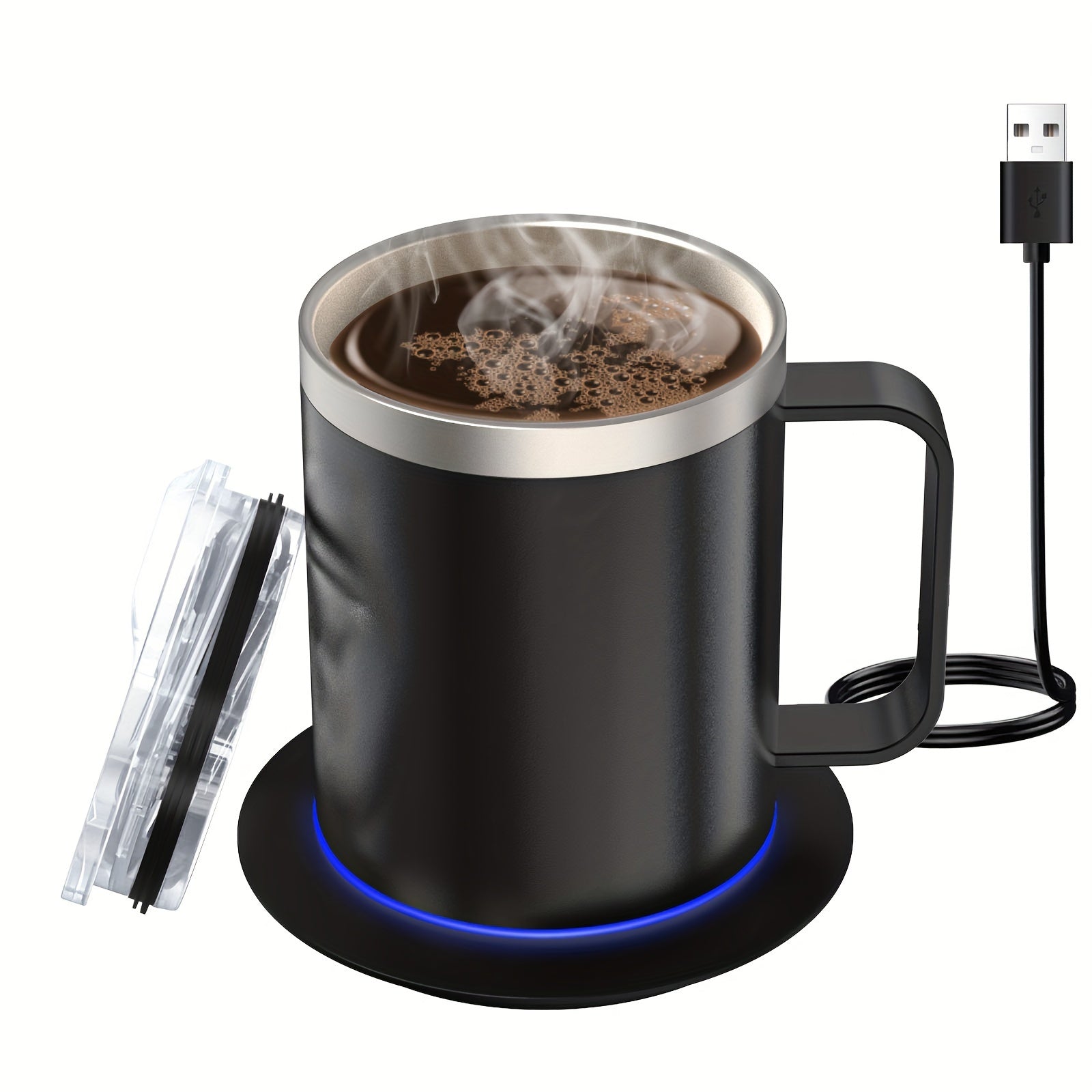 Trendbay Coffee Mug Warmer Set – Stainless Steel Heated Mug with Smart Base (131°F)