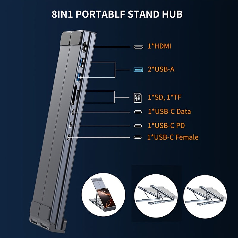 Trendbay 8-in-1 USB-C Docking Station with PD 100W & Card Reader