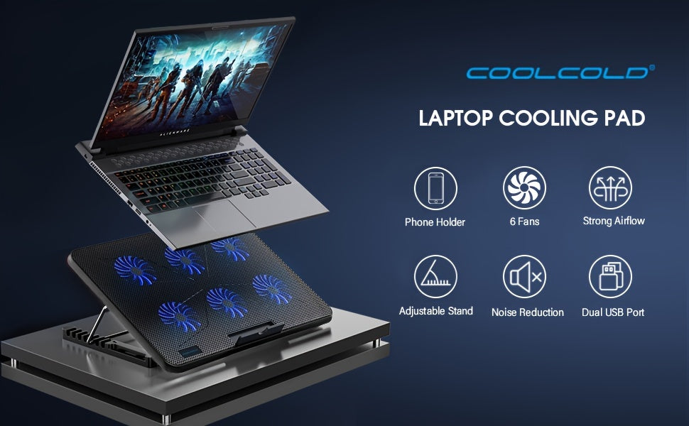 Trendbay Laptop Cooling Pad 6 Fans LED