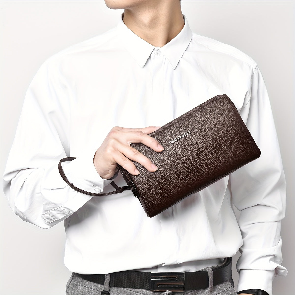 Trendbay Men's Multi-Compartment Clutch Wallet with Wrist Strap