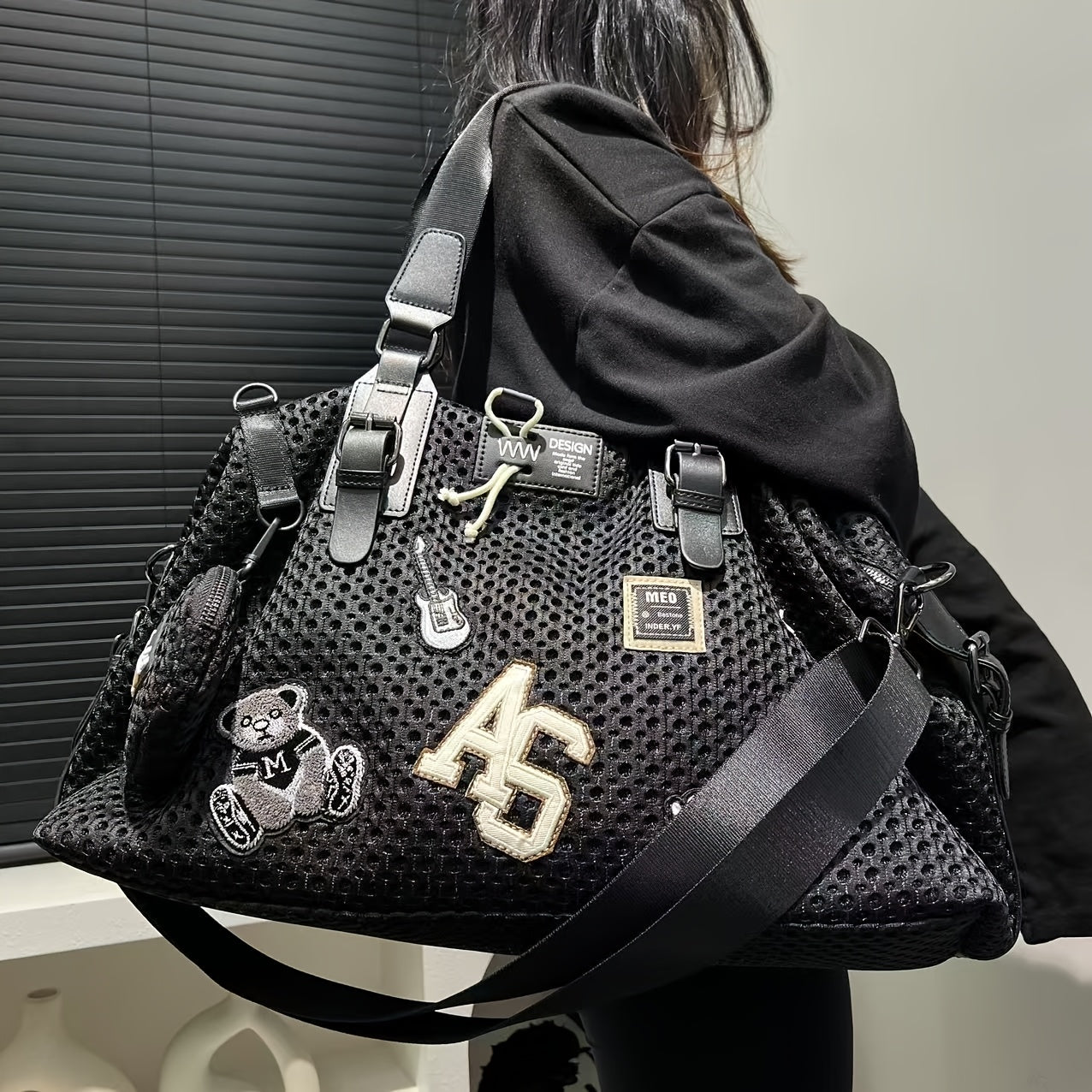 Trendbay Teddy Bear Print Shoulder Tote Bag