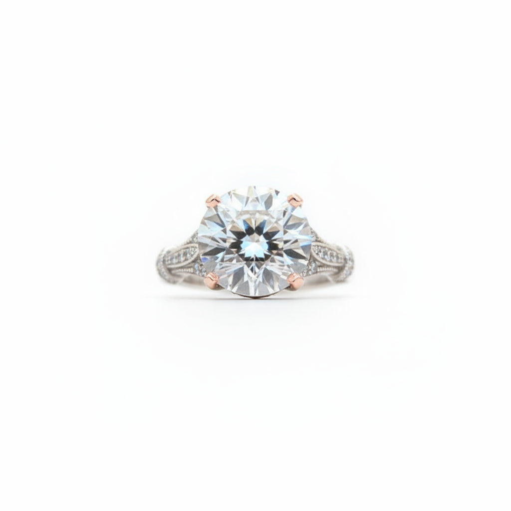 Trendbay 925 Sterling Silver Moissanite Engagement Ring – 4-Prong Vintage Style Wedding Ring
