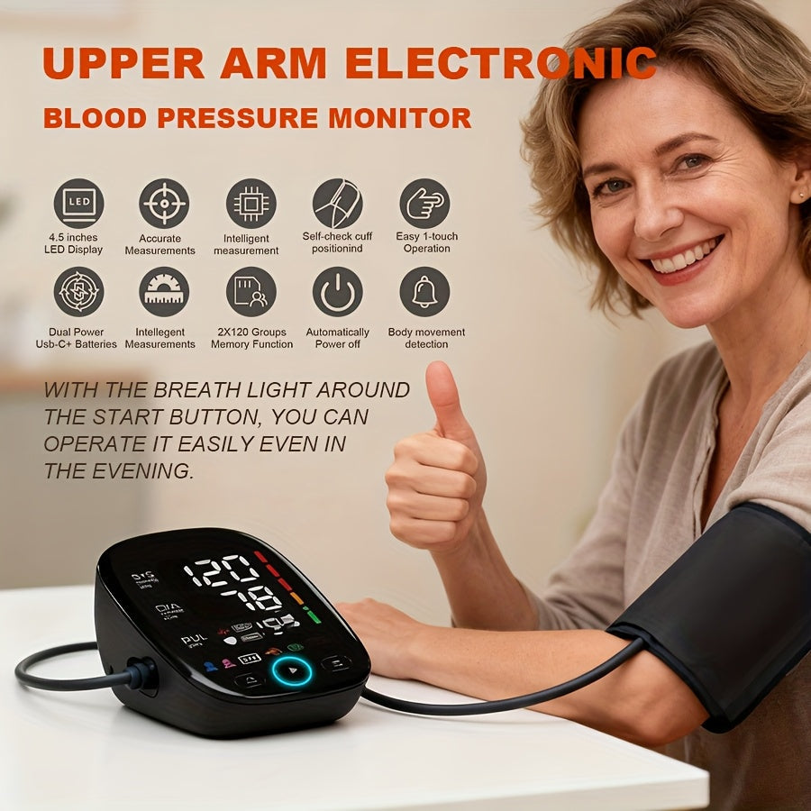 Trendbay Digital Blood Pressure Monitor – Heart Rate, Dual User, LED Display