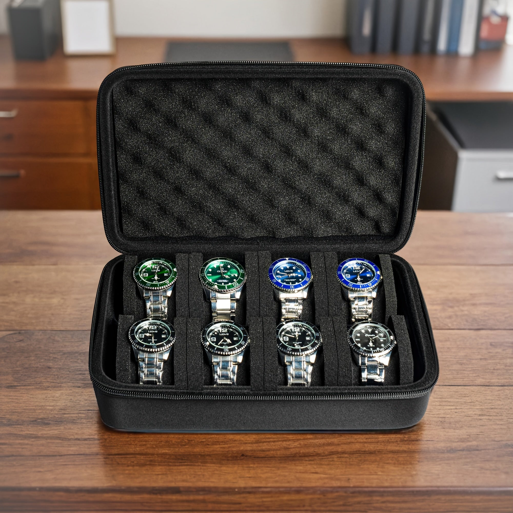 Trendbay 8-Slot Hard Shell Watch Storage Case – Portable Travel Organizer for Watches & Jewelry
