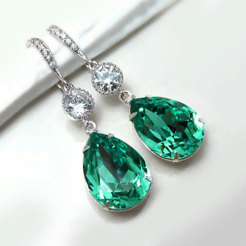 Trendbay Sterling Silver Blue Topaz Pear-Shaped Earrings – Elegant Women's Gemstone Stud Earrings