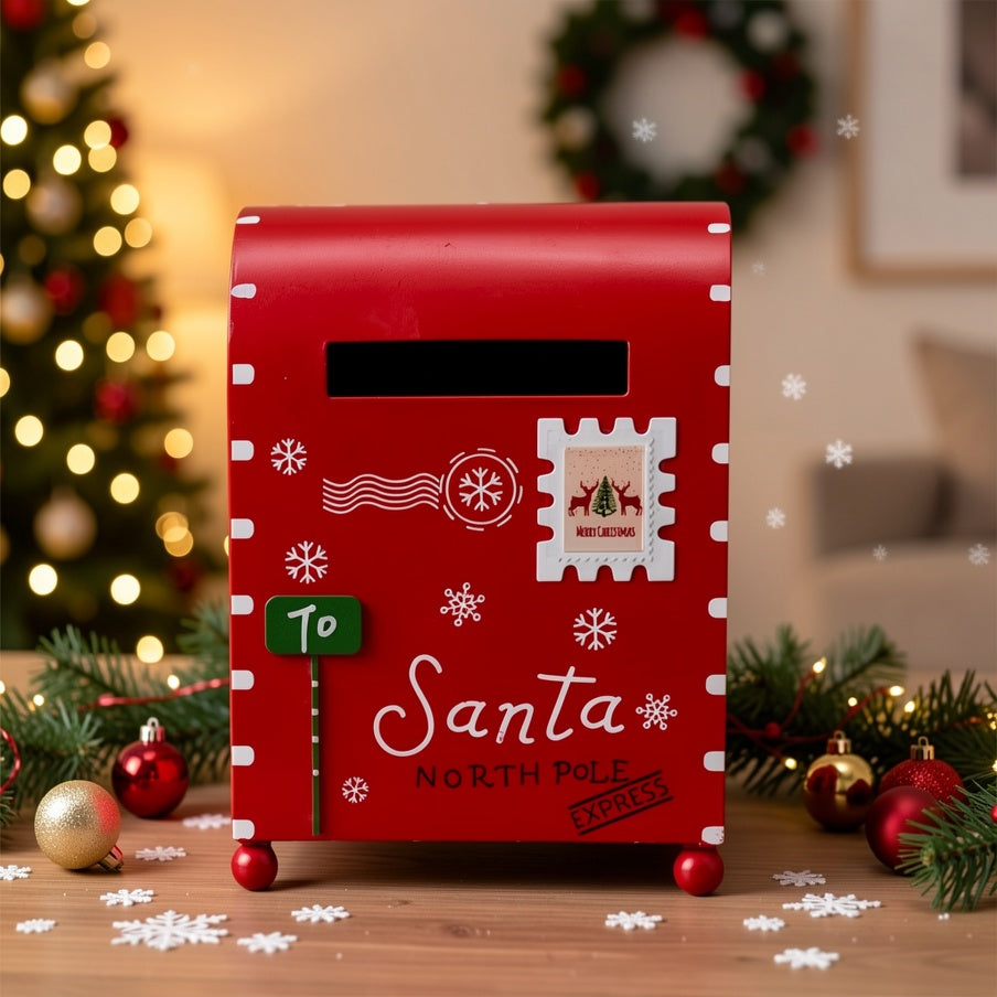 Trendbay Red Metal Christmas Mailbox Decor Small Americana-Style