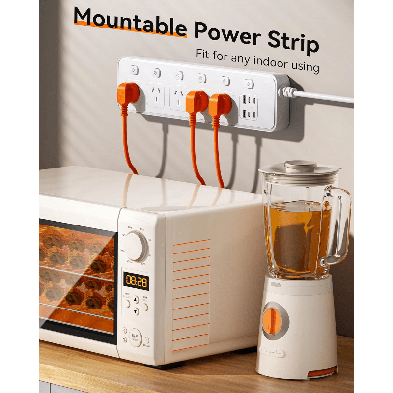 Trendbay Power Strip – 5 AC Outlets & 6 USB (USB-C Fast Charging), Individual Switches, 1.8m Cord, 3250W Overload Protection