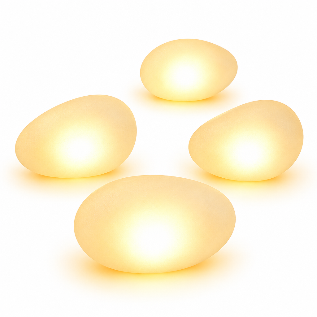 Trendbay 4-LED Solar Pebble Garden Warm Light