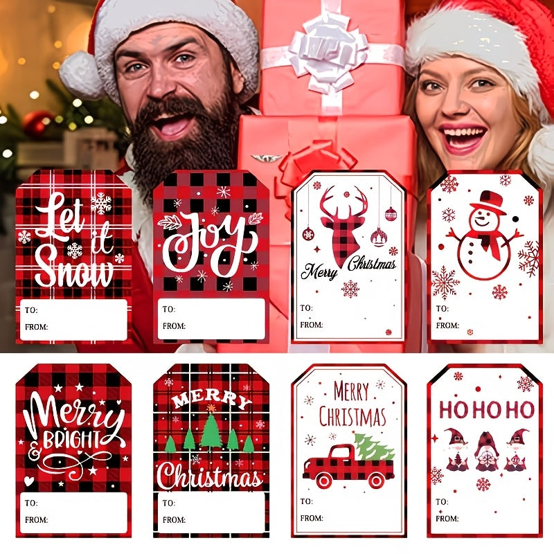 Trendbay Christmas Gift Tags 20pcs Red Plaid Paper Labels